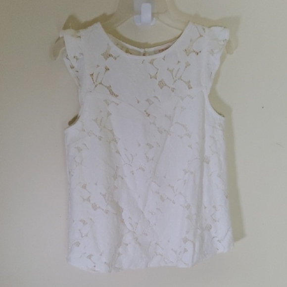 Monteau Other - Monteau Los Angeles Girls Elegant White Lace Sleeveless Top SizeM